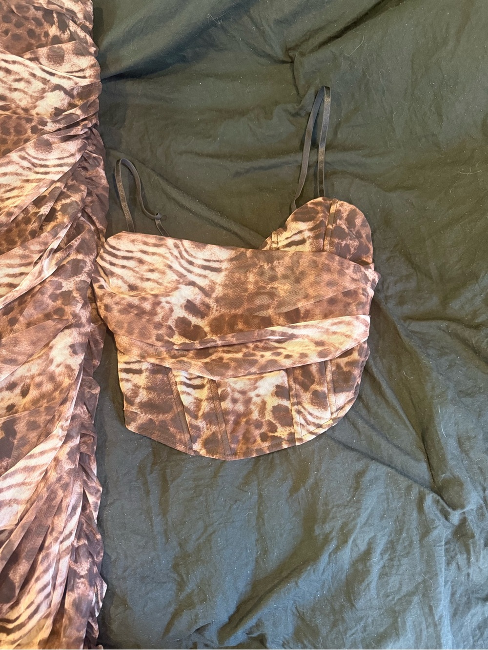 Windsor Brown Animal-Print Bustier Camisole and Skirt Set